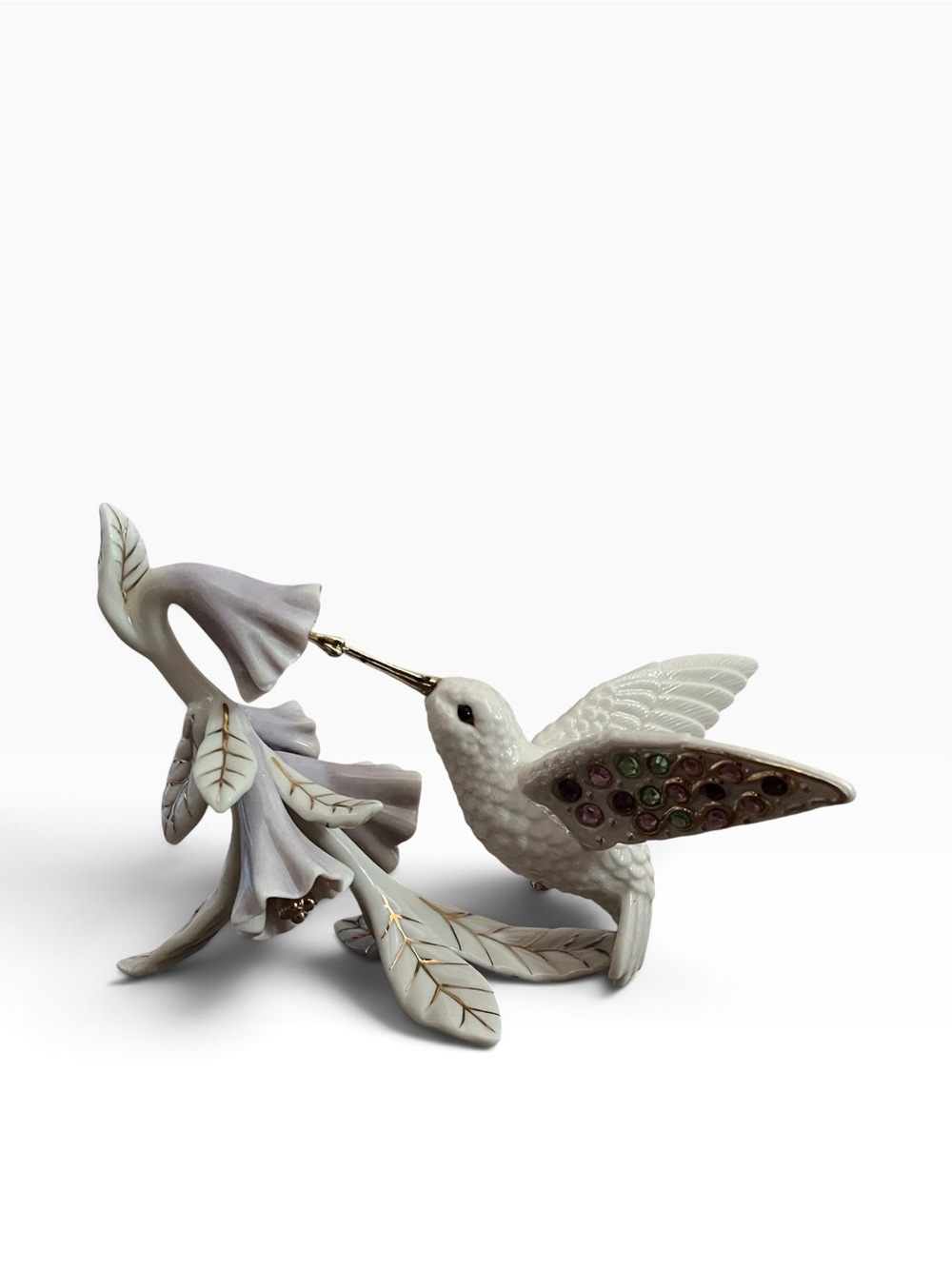 Vintage Lenox Garden's Brilliance Jeweled Hummingbird Figurine Retired In 2004